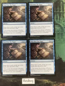 4x MTG Pore Over the Pages - Duel Decks: Blessed vs. Cursed (Playset) - Image 1