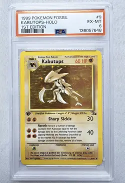 1999 POKEMON FOSSIL 1ST EDITION #9 KABUTOPS HOLO 9/64 PSA 6 EX-MT CGC BGS - Image 1