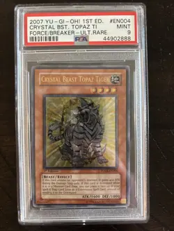 Yugioh Ultimate Rare Crystal Beast Topaz Tiger Psa 9 1st Edition - Image 1