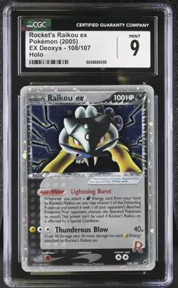 CGC 9 MINT Rocket's Raikou ex 2005 EX Deoxys 108/107 Holo Pokemon Card - Image 1