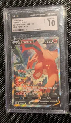 2022 Charizard V 154/172 Brilliant Stars Pokemon Card CGC 10 Gem Mint FULL ART - Image 1