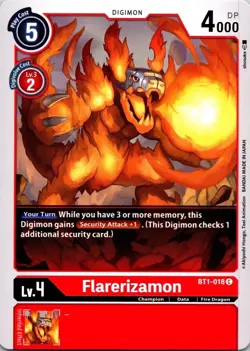 Flarerizamon BT1-018 Black Common Champion Digimon CCG Card - Image 1