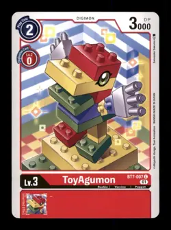 ToyAgumon BT7-007 Digimon Red Common Trading Card TCG CCG - Image 1