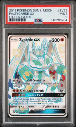2019 POKEMON SUN & MOON HIDDEN FATES #SV65 FULL ART/ZYGARDE GX PSA 9 - Image 1