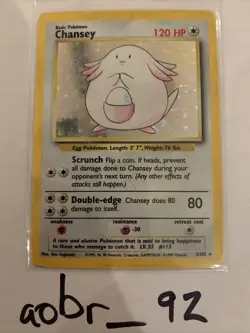 Chansey Pokemon Card Base Set Holo 3/102 - Image 1