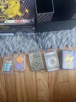 Pokemon TCG Surging Sparks ETB -NO PACKS- CONTENTS ONLY - Promo, Dice, Sleeves - Image 4