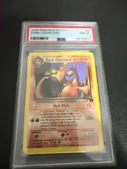 Pokemon TCG 2000 Team Rocket Dark Charizard Rare Unlimited #21/82 Regular PSA 8 - Image 1