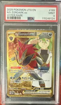 Pokemon N's Zoroark ex 189/159 Journey Together Hyper Rare EX PSA 9 2025 - Image 1