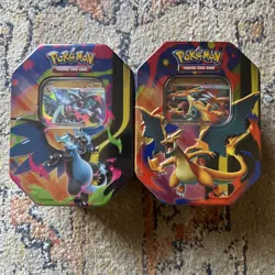 2 Pokemon TCG Mega Charizard X + Y ex Tin Bundle Sealed New - Image 1