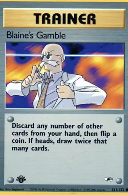 Pokemon Blaine’s Gamble Card Trainer 121/132 Gym Heroes Set 2000 - Image 1
