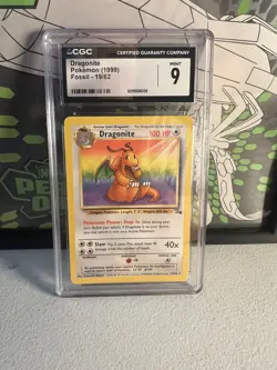 1999 Pokemon Fossil DRAGONITE Rare Card 19/62 CGC 9 Mint - Image 1