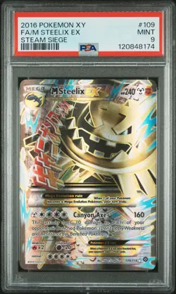 2016 POKEMON XY STEAM SIEGE #109 FULL ART/M STEELIX EX PSA 9 - Image 1
