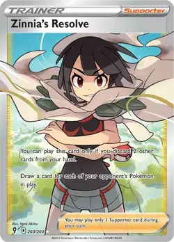 NM-Mint Zinnia's Resolve - 203/203 - Full Art Ultra Rare Pokemon Evolving Skies - Image 1
