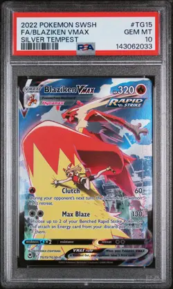 2022 Pokemon Silver Tempest #TG15 Fa/Blaziken Vmax PSA 10 - Image 1