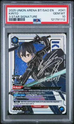 PSA 10 Union Arena SAO Kirito 3 Star Signature SAO-1-041 Sword Art Online POP 4 - Image 1