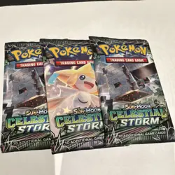 Pokemon Sun & Moon Celestial Storm Booster Packs 3 x 10 Cards Nintendo English - Image 1