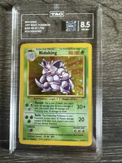 Pokemon 1999 Base Set Nidoking Holo Rare #11 TAG 8.5 Wizards of the Coast - Image 1