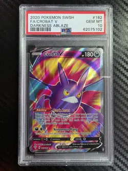 2020 Pokemon Sword & Shield Darkness Ablaze Crobat V #182 PSA 10 - Image 1