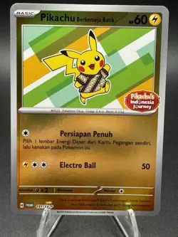 Pokemon Pikachu TCG Bahasa Indonesia Berkemeja Batik V4 191/Sv-p Reverse Holo NM - Image 1
