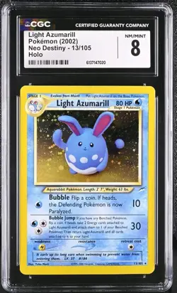 Pokemon Neo Destiny Light Azumarill 13/105 Holo CGC 8 (PACK FRESH) - Image 1