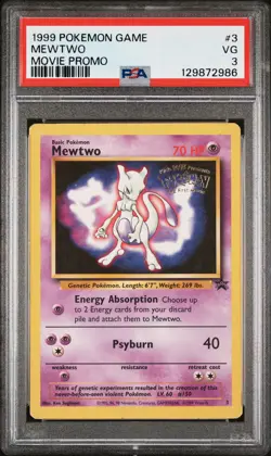 1999 POKEMON GAME MOVIE PROMO #3 MEWTWO PSA 3 - Image 1