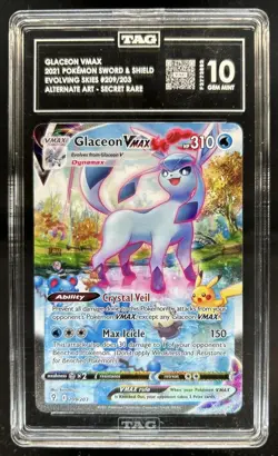 2021 Pokemon SWSH Evolving Skies Glaceon VMAX #209/203 TAG 10 - Image 1
