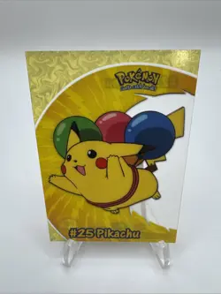 2000 Topps Pokemon TV Animation Edition Chrome Pikachu Balloons PCI Holo Card - Image 1