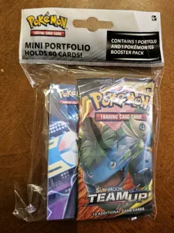 Pokemon Sun & Moon Team Up Mini Portfolio With Booster Pack - NEW - Image 1