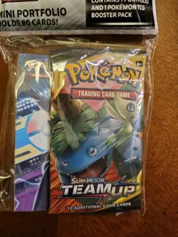 Pokemon Sun & Moon Team Up Mini Portfolio With Booster Pack - NEW - Image 2