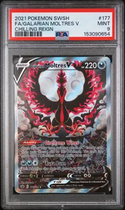 Pokemon Galarian Moltres V Full Art Holo 177/198 Chilling Reign PSA 9 MINT - Image 1