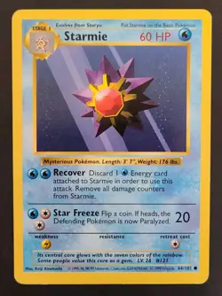 Pokemon STARMIE 64/102 Base Set (Shadowless) - Played 🍒 - Image 4