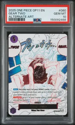 2025 One Piece Gear Two Alternate Art Event Rare OP11-080 PSA 10 - Image 1