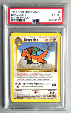 Pokemon Card 1999 Movie Promo DRAGONITE #5 PSA 6 - Image 1