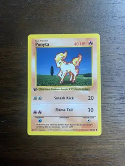 Ponyta 60/102 1st Edition Shadowless Base Set Regular LP - Pokemon Card - Image 1