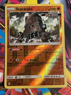 Pokemon TCG SM Unbroken Bonds 106/214 Stakataka Reverse Holo Rare Card NM - Image 1