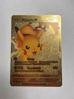 Display Card Pikachu V Gold Foil Fan Art 143/185 HP190 Fan Art NM - Image 1