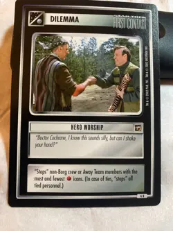 Star Trek CCG 1E TMP Set HERO WORSHIP Rare Card - Image 1