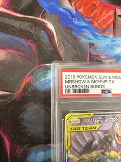 2019 POKEMON SUN & MOON UNBROKEN BONDS #82 MARSHADOW & MACHAMP GX PSA 10 - Image 3