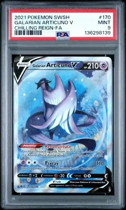 2021 POKEMON SWORD & SHIELD CHILLING REIGN FULL ART/GALARIAN ARTICUNO V PSA 9 - Image 1