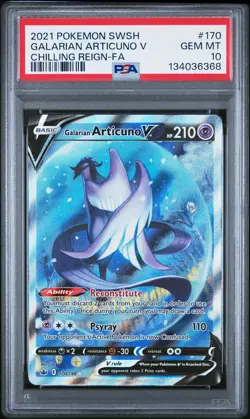 2021 POKEMON SWORD & SHIELD CHILLING REIGN FULL ART/GALARIAN ARTICUNO V PSA 10 - Image 1
