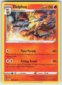 Delphox Rare SWSH12: Silver Tempest 027/195 Pokemon - Image 1