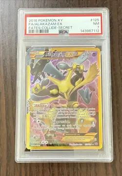 2016 Pokemon Fates Collide Full Art Secret Rare 125/124 Alakazam EX PSA 7 NM! - Image 1