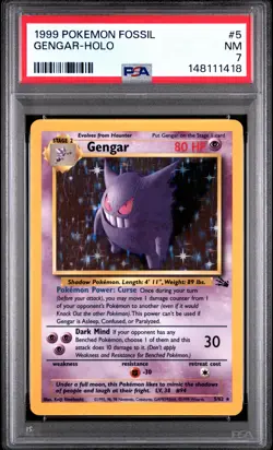 1999 POKEMON FOSSIL #5 GENGAR-HOLO PSA 7 - Image 1