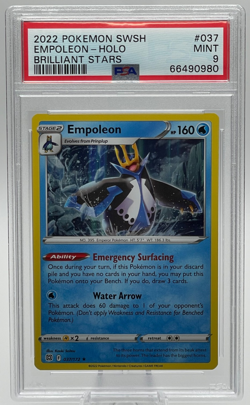 2022 POKEMON SWORD & SHIELD BRILLIANT STARS #037 EMPOLEON HOLO PSA 9 MINT - Image 1