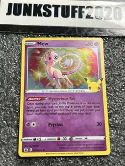 Mew 011/025 Holo Rare Celebrations Pokemon 25th Anniversary 2021 stamped - Image 1