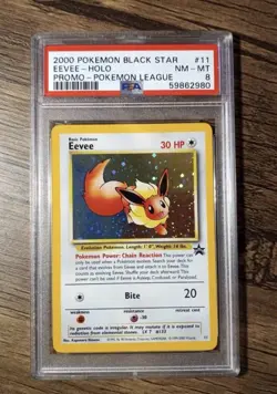 2000 PSA 8 NM-MINT Eevee # 11 WOTC Black Star Promo HOLO Pokemon Card - Image 1