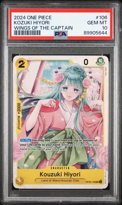 Kouzuki Hiyori OP06-106 SR PSA 10 Wings Of The Captain One Piece Slab - Image 1