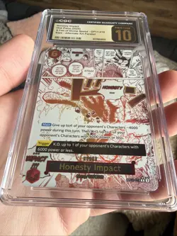Pristine 10 CGC One Piece Honesty Impact Alt Art OP11-018 Fist of Divine Speed - Image 2