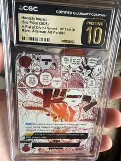 Pristine 10 CGC One Piece Honesty Impact Alt Art OP11-018 Fist of Divine Speed - Image 3
