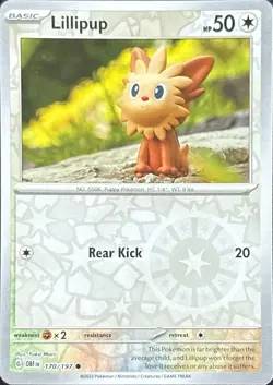 Lillipup 170/197 Yuka Morii Obsidian Flames Pokemon Reverse Holo Near Mint - Image 1
